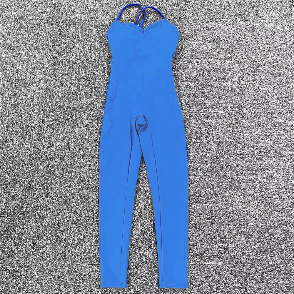 Backless Sports Woman 2023 Lycra Fitness Overalls One Piece Jumpsuit Shorts Sport Outfit Gym Workout Clothes for Women Sportwear